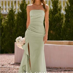 NWT Stacees Strapless Green bridesmaid formal Dress